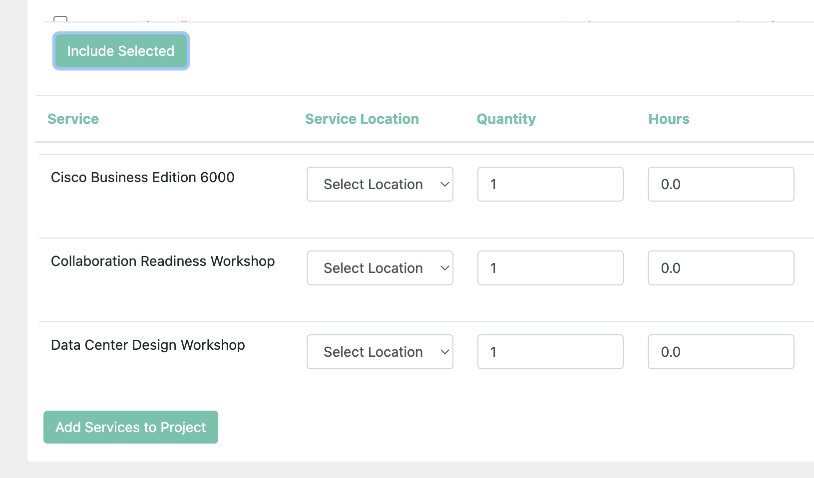 Locations in Projects